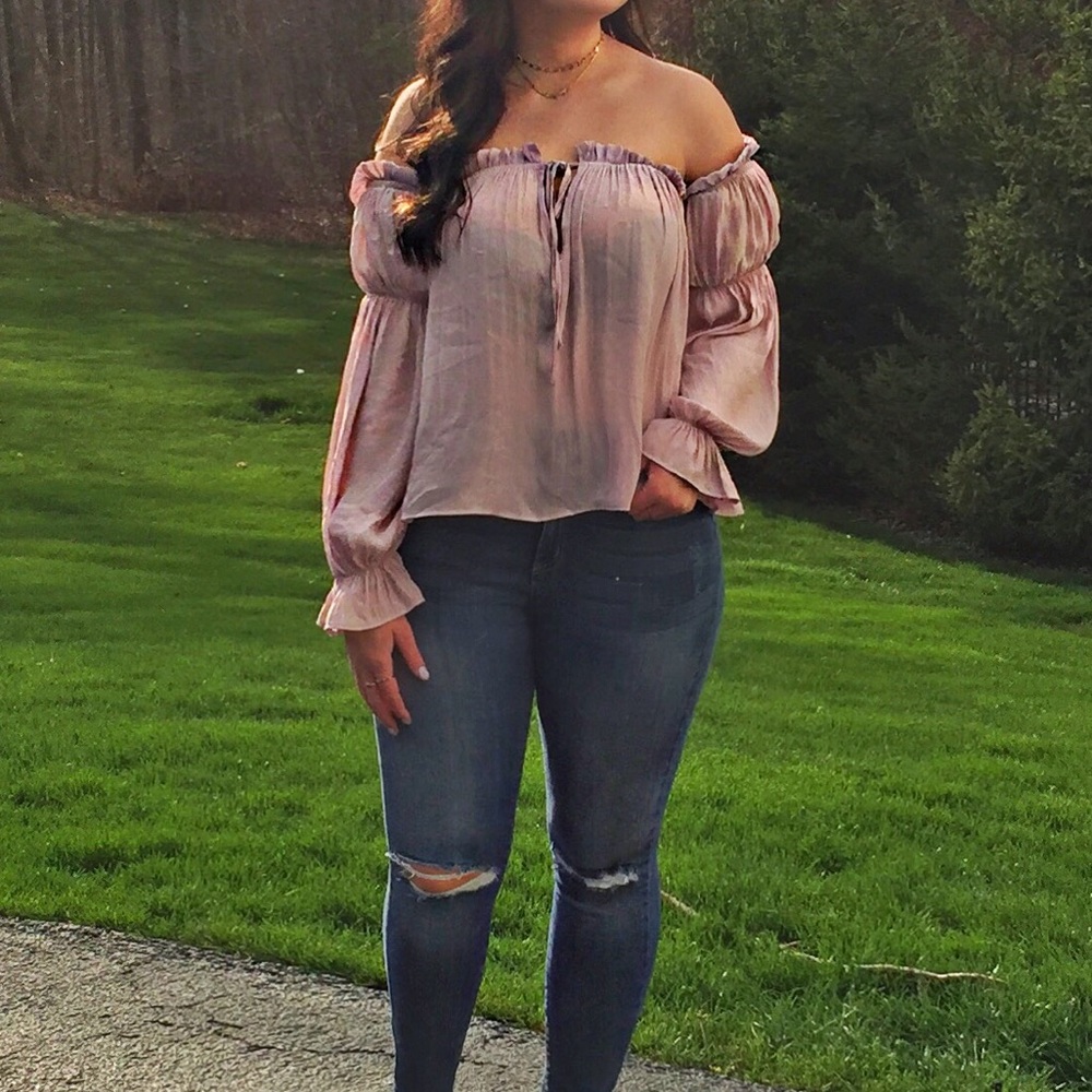 Pink Off the Shoulder Ruffle Blouse - Picture 8 of 8